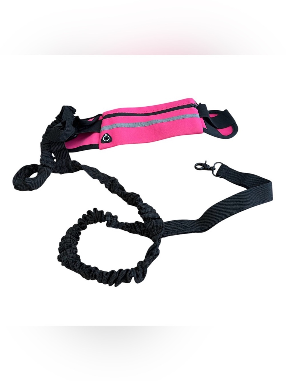 Hands-Free Pink Running Belt with Reflective Strip and Leash